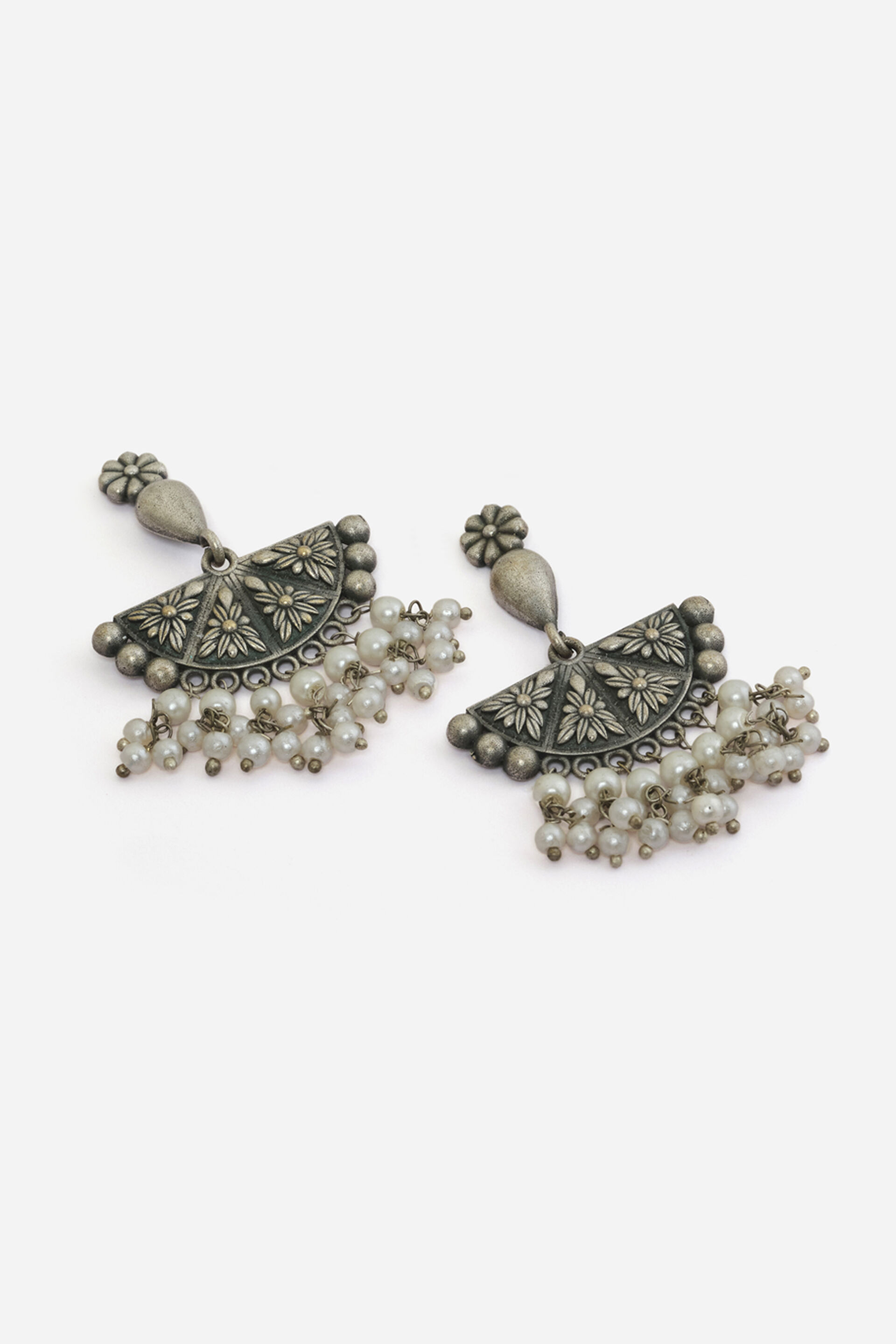Fan Pearl Cluster Earrings, , image 2